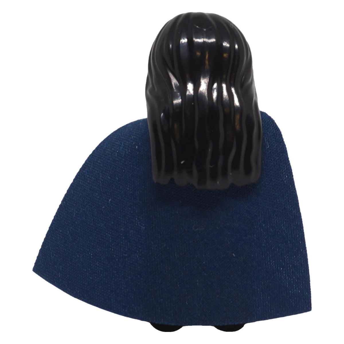 LEGO Strahd von Zarovich minifigure rear view showing long black hair and dark blue fabric cape