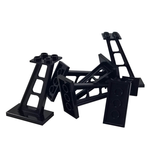 Black LEGO® Support 2 x 4 x 5 Inclined Stanchion with 5mm Wide Posts, Part 4476b