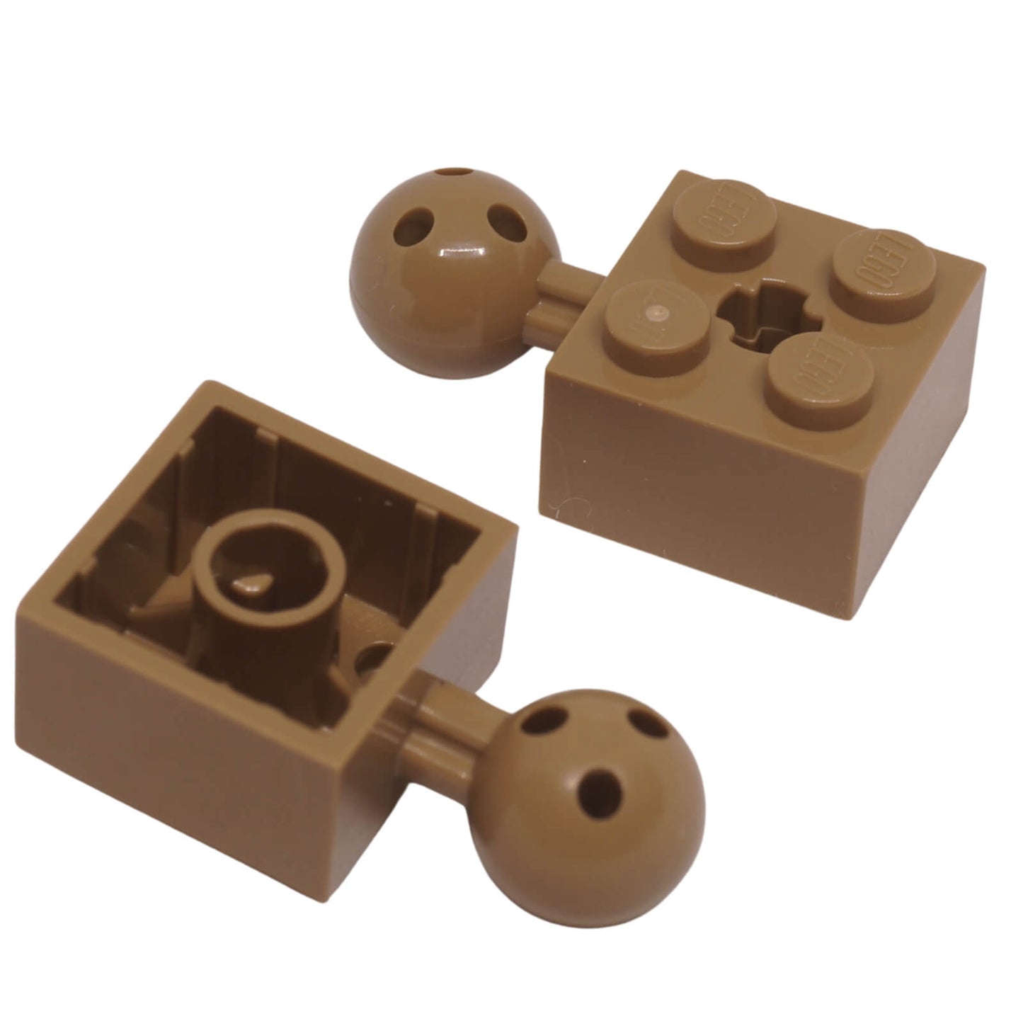 LEGO Technic ball joint brick 2x2 with axle hole part 57909b dark tan