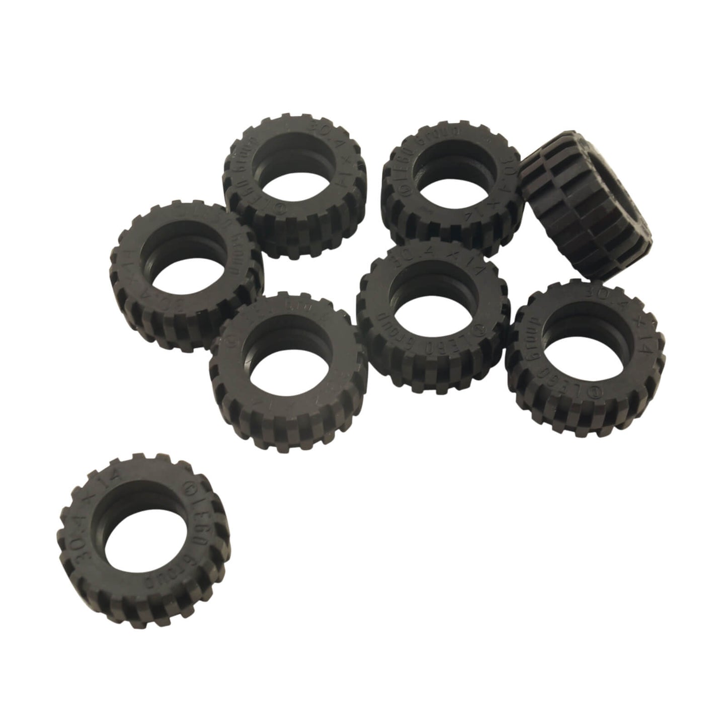 LEGO® tire 30.4 x 14 with offset tread and center band, small rubber wheel tire for vehicles and Technic builds