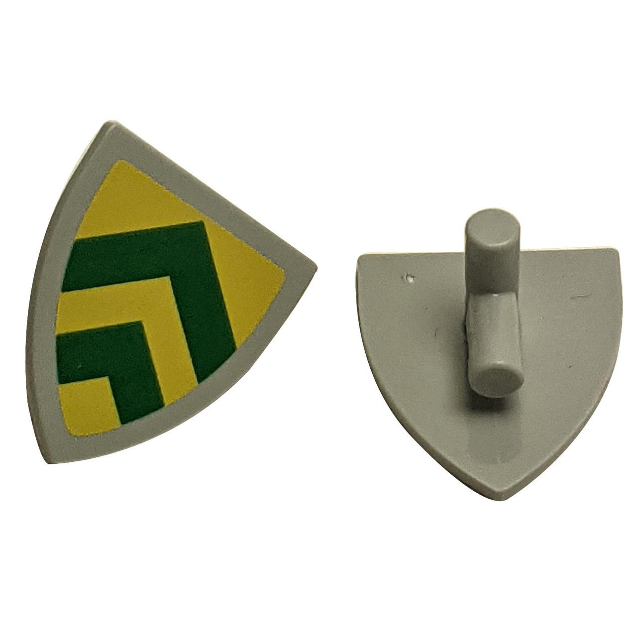 LEGO® triangular shield 3846pb059 with green chevron pattern on yellow field