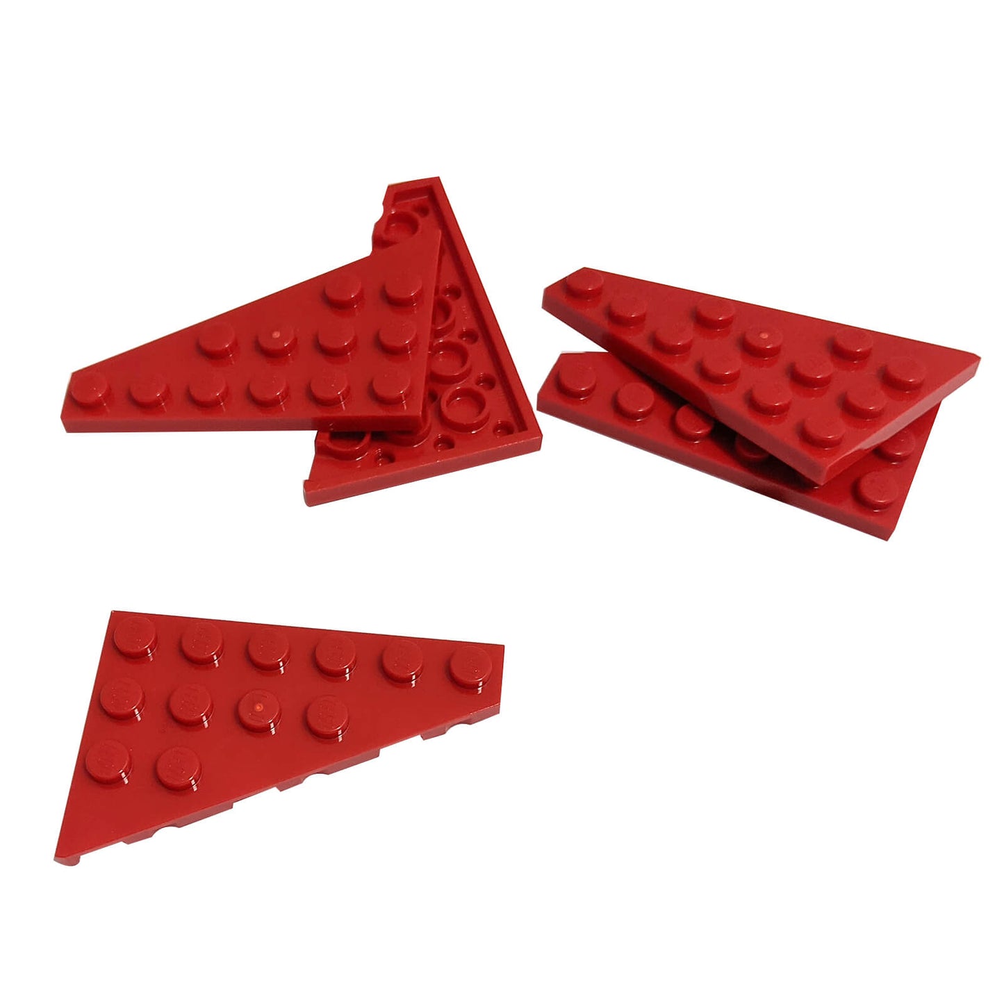 LEGO® Wedge Plate 6 x 4 Right (Part 48205) in red, used for angled surfaces, vehicle bodies, and aerodynamic shaping