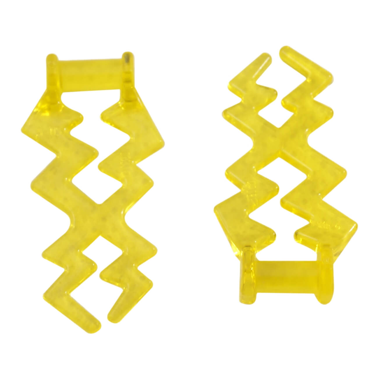 Two translucent yellow Wave Angular Double 59233 pieces with bar handles.
