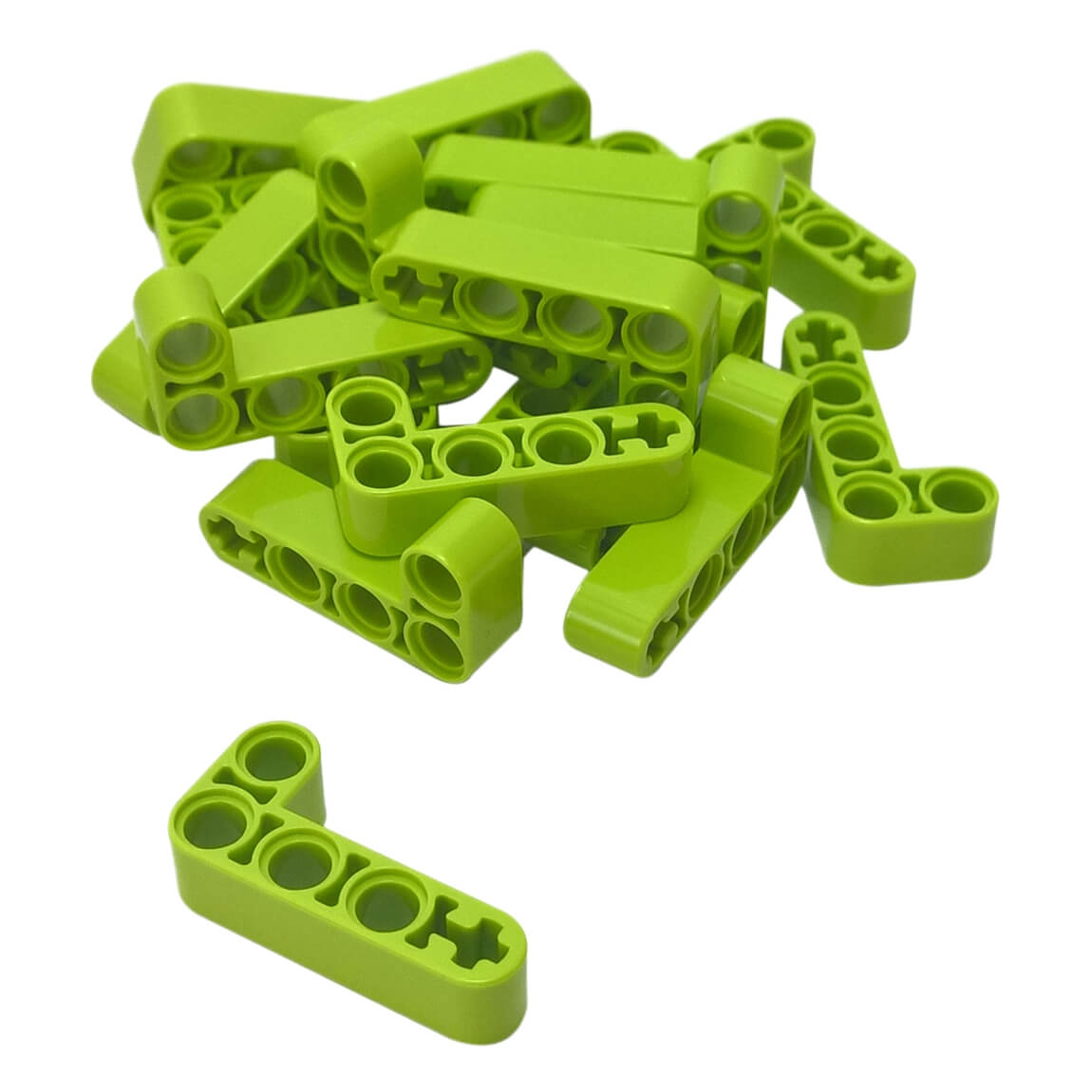 Lime Technic bent thick L-shaped liftarm 2 x 4 part 32140 with pin holes for LEGO® Technic builds