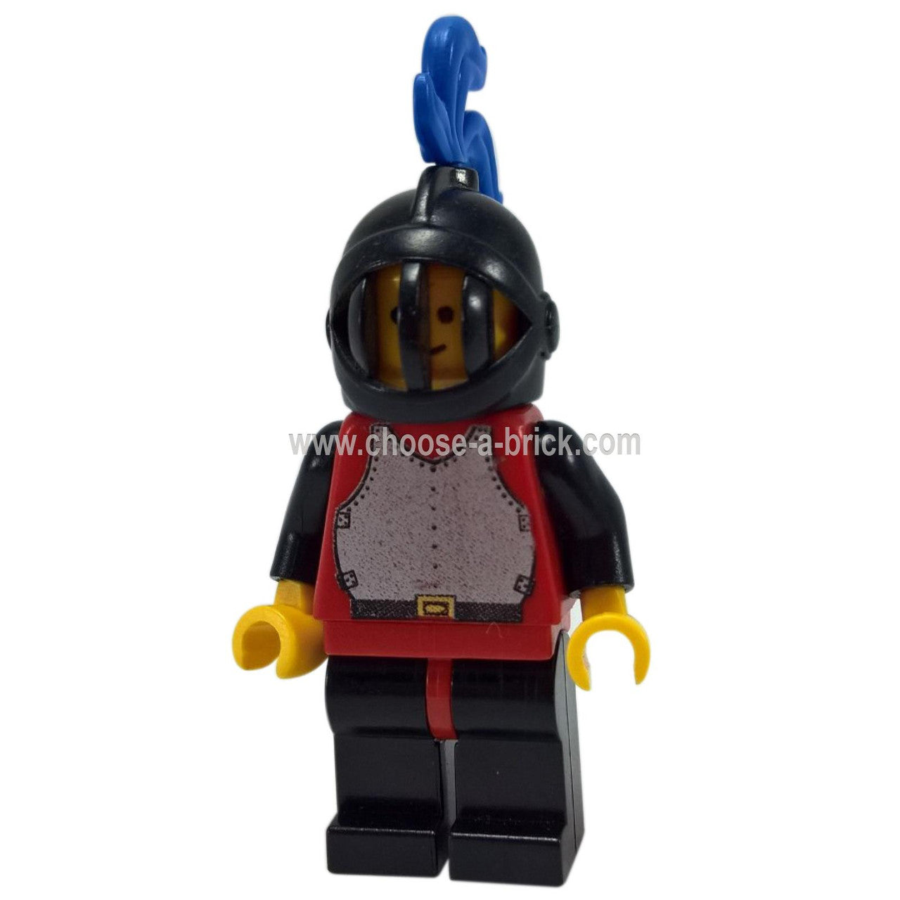 LEGO Breastplate Knight cas194 with black helmet and blue plume.