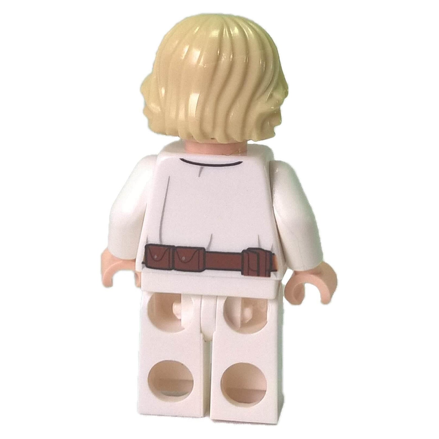 Back view of LEGO® Luke Skywalker Tatooine minifigure with white legs showing rear torso print
