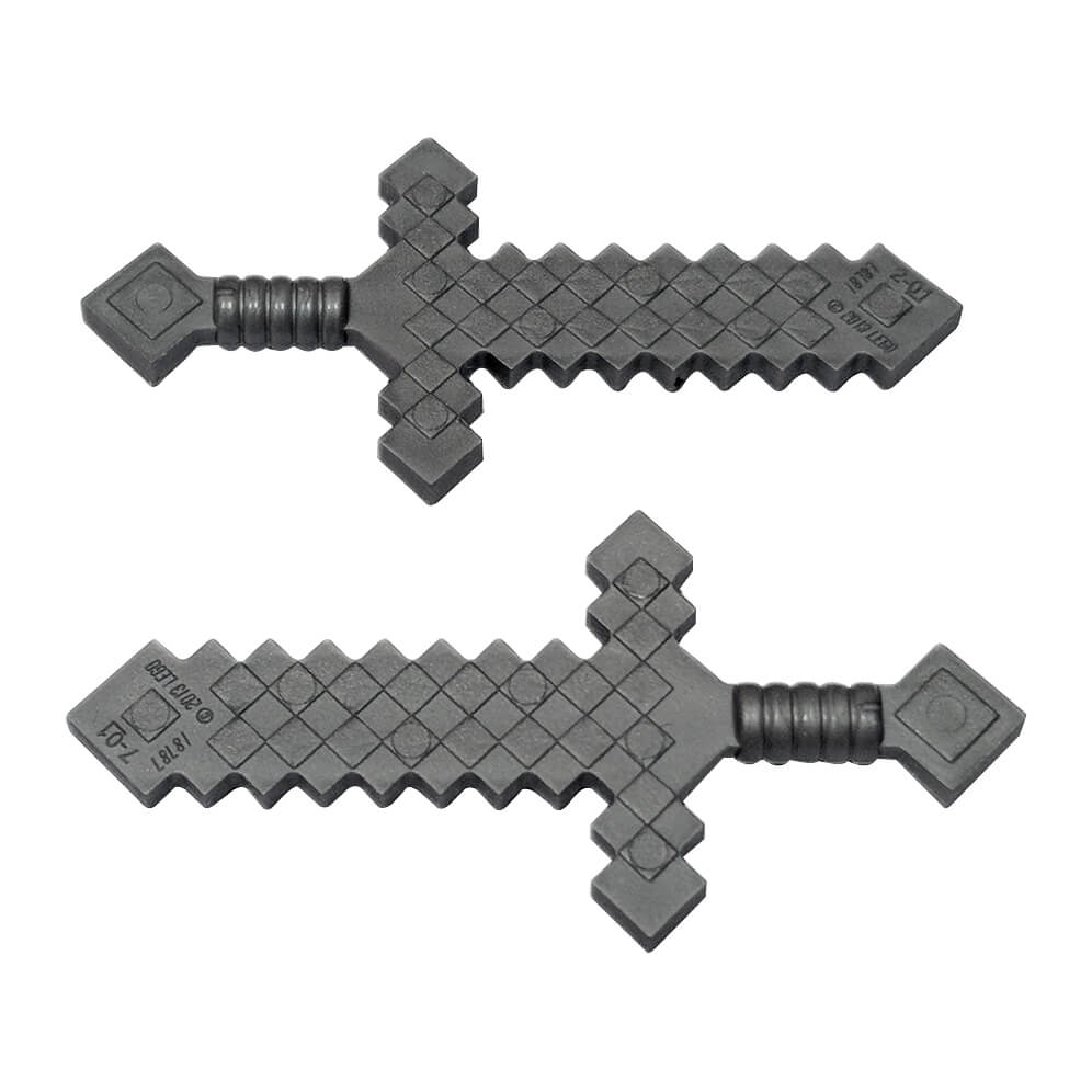 Two dark gray LEGO Minecraft swords 18787.