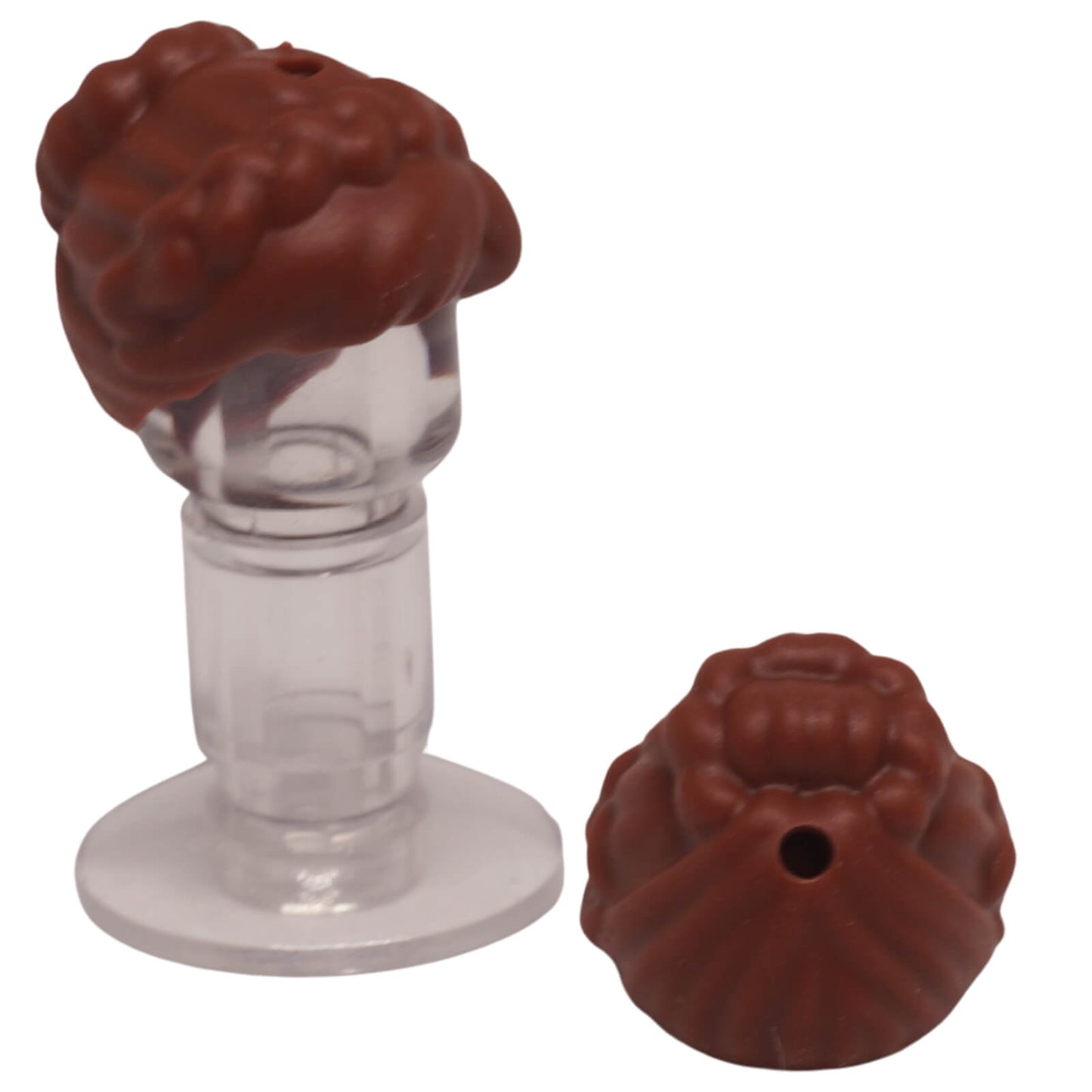 LEGO mini-doll braided hair piece with bun hairstyle 24080 reddish brown