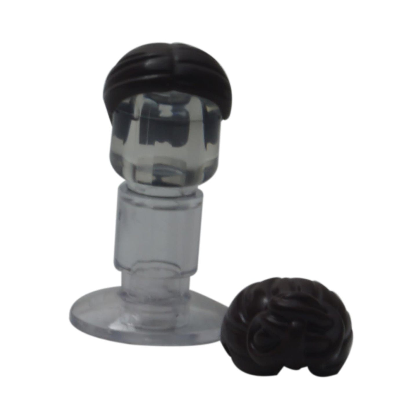 Black female minifigure hair with elaborate knot bun hairstyle and smooth swept detailing