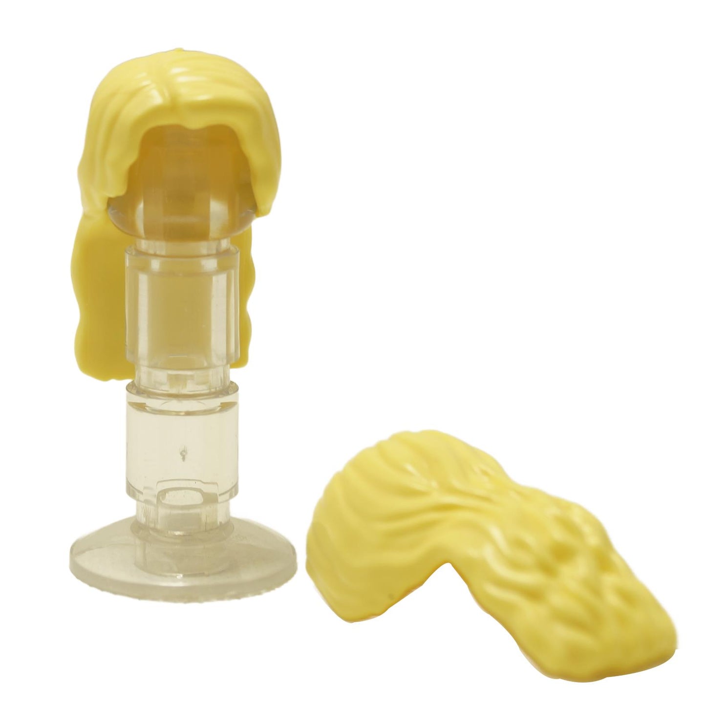 LEGO minifigure female long hair with right side part in bright light yellow part 37703