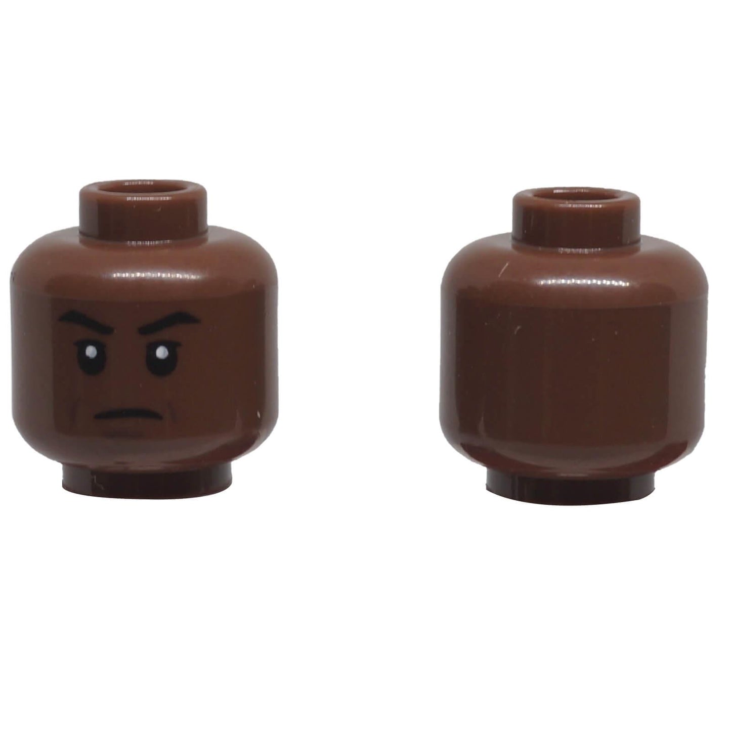 LEGO minifigure head 3626pb3991 with black eyebrows and closed-mouth frown