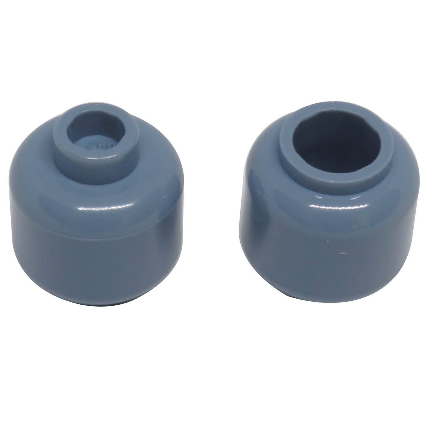 Plain sand blue minifigure head with smooth cylindrical shape, stud on top and hollow underside