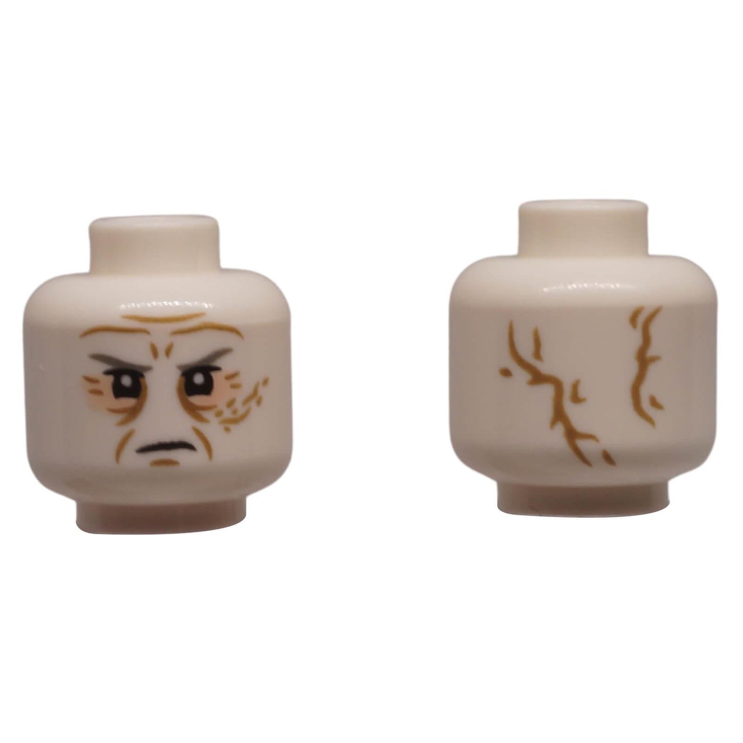 LEGO® minifigure head 3626pb3217 with frown wrinkles facial scar and back scar print
