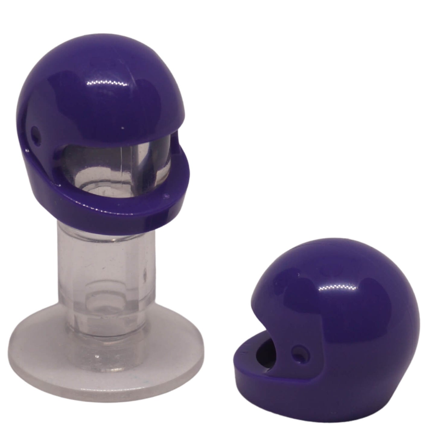 Dark purple LEGO® minifigure motorcycle helmet standard style part 2446 close-up view