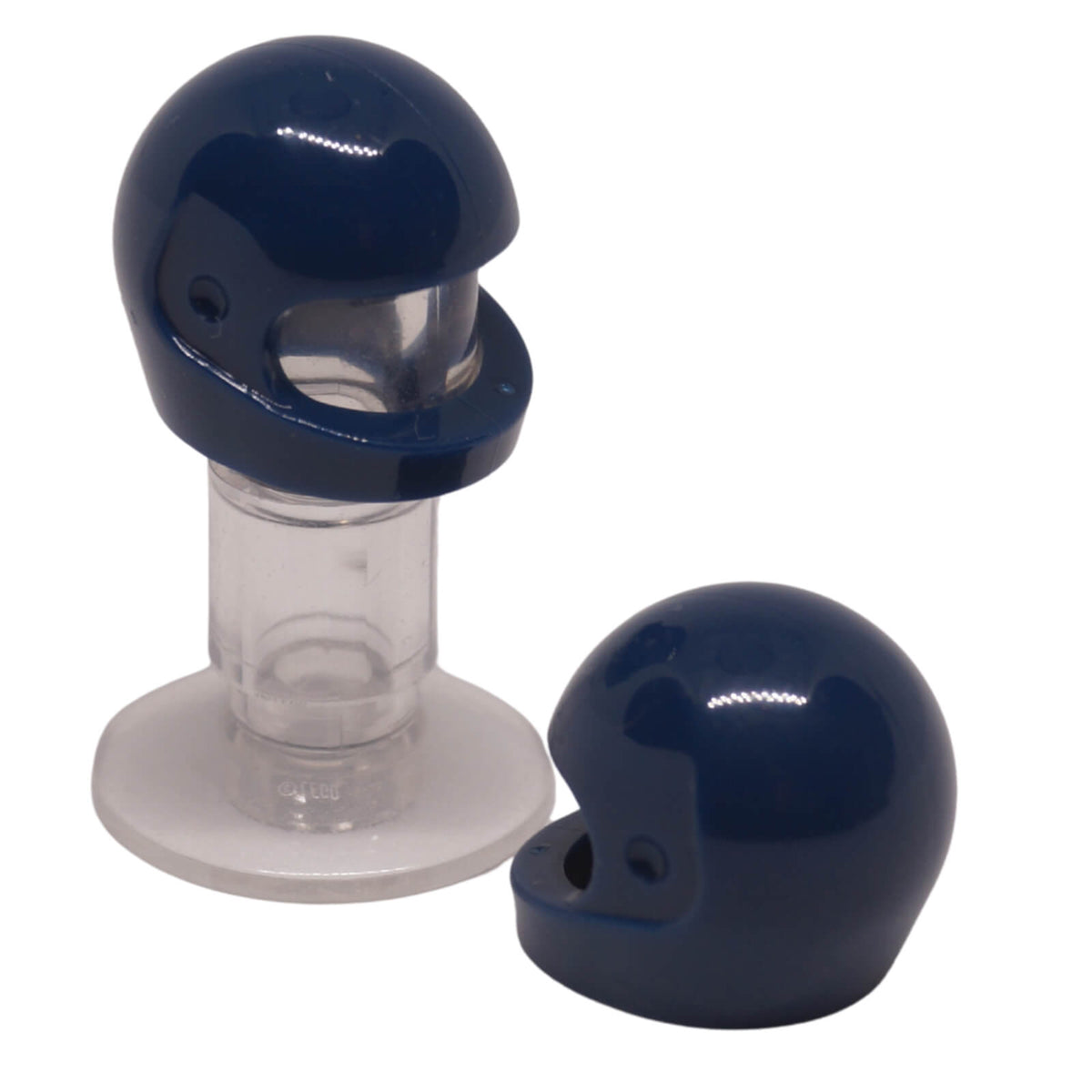 Dark blue LEGO® minifigure motorcycle helmet standard style part 2446 close-up view