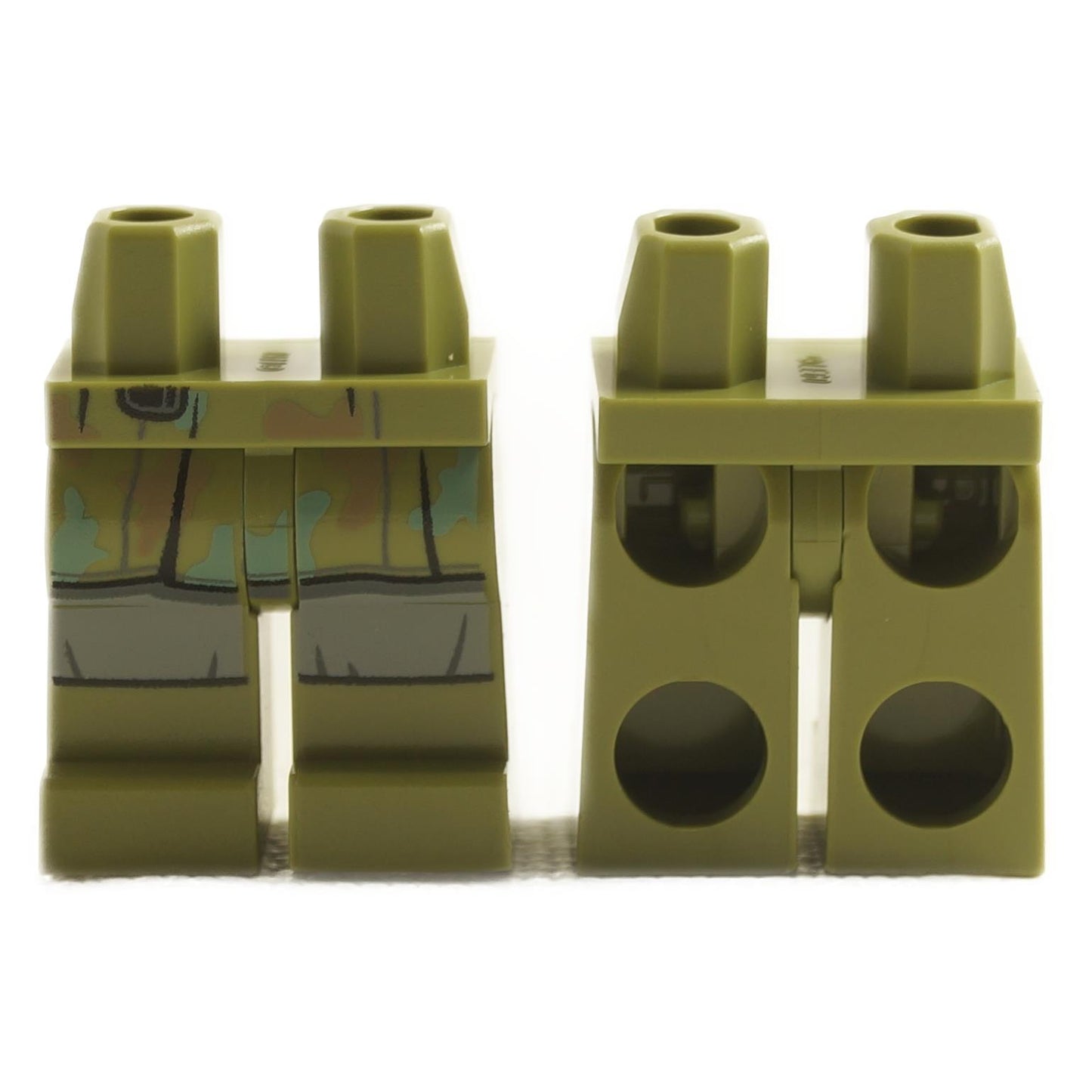 Minifigure hips and legs with Star Wars style camouflage pattern printed on the front