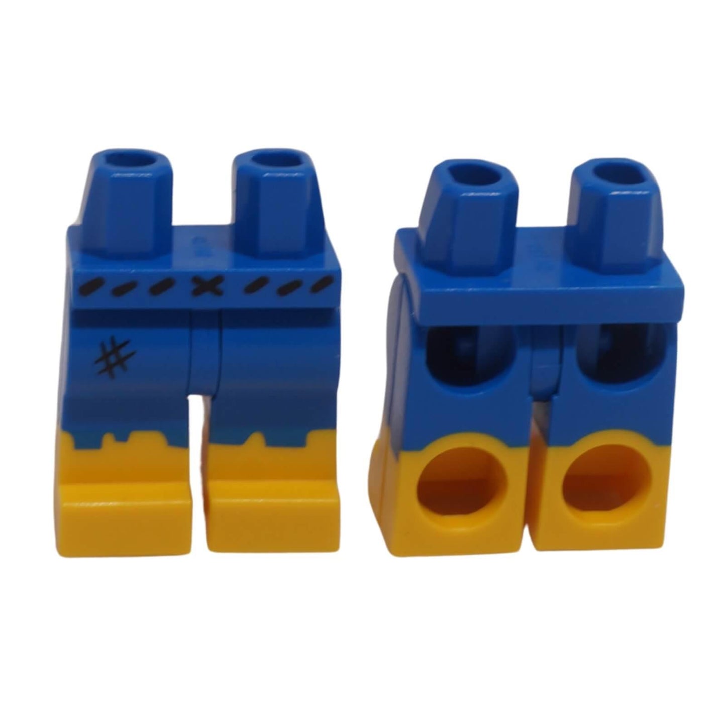 LEGO minifigure legs with tattered jeans pattern belt patch and boots 970c00pb1155