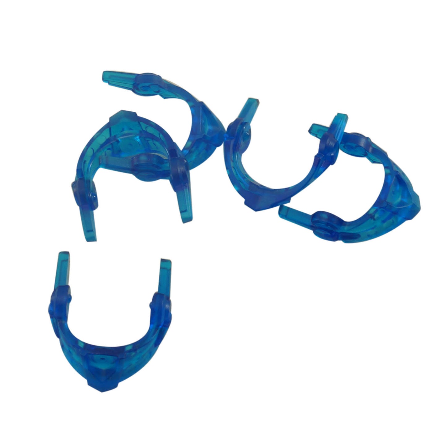 LEGO minifigure pointed visor with round dimples and spikes in transparent dark blue part 22393