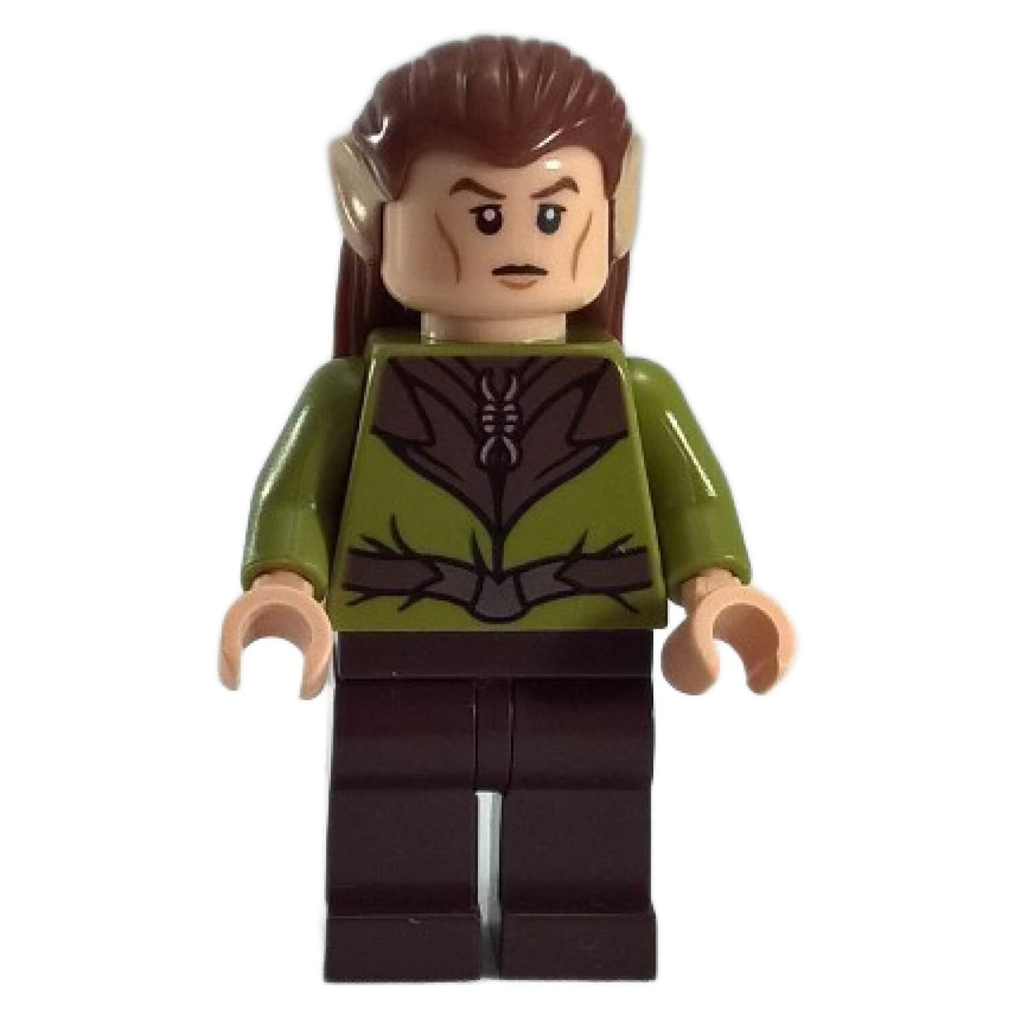 LEGO® Mirkwood Elf Guard minifigure (lor053) from The Hobbit – dark green outfit and stern expression