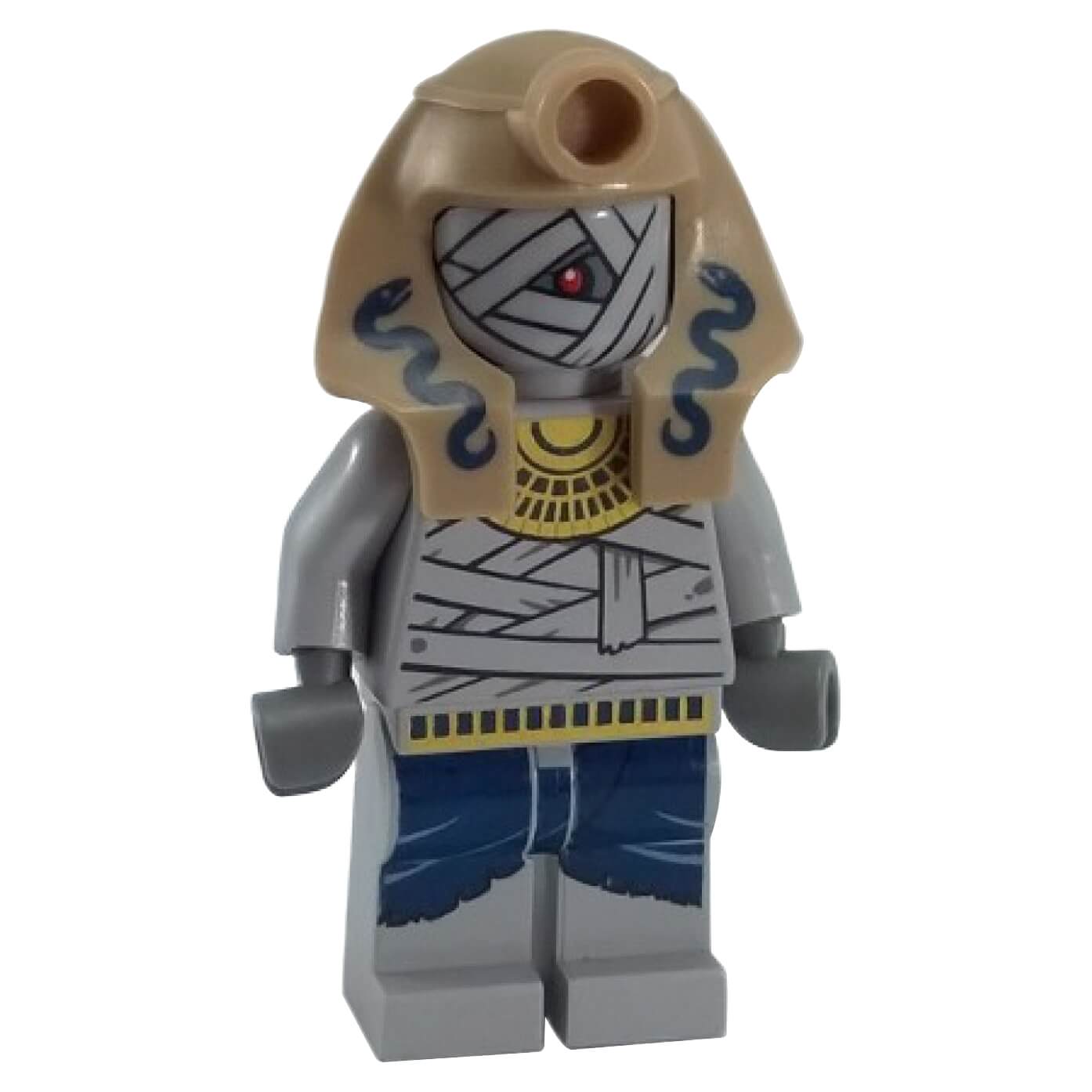LEGO® Mummy Warrior pha011 minifigure with tan headdress, wrapped grey face and red eye