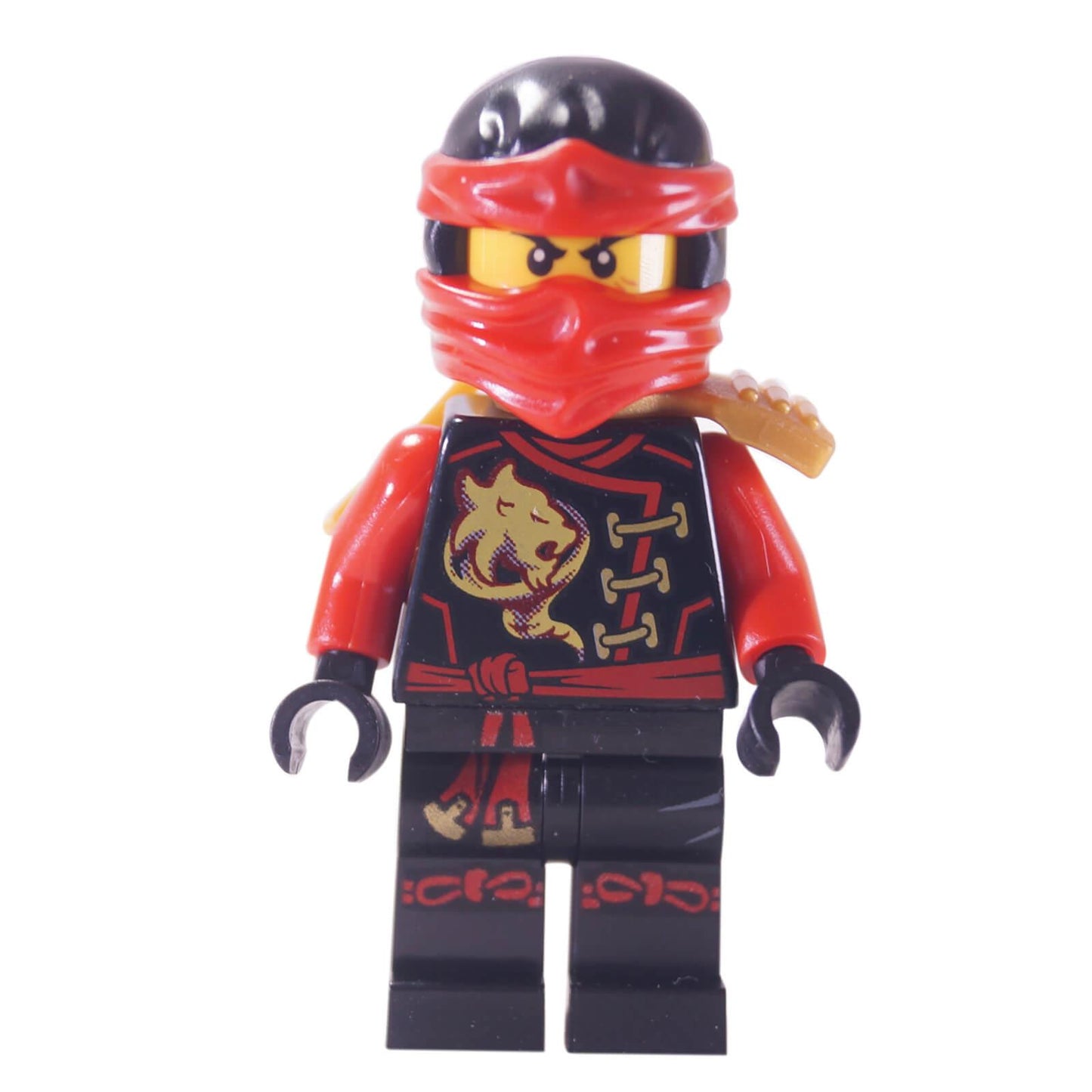 Kai skybound minifigure with red ninja suit gold scabbard and mask