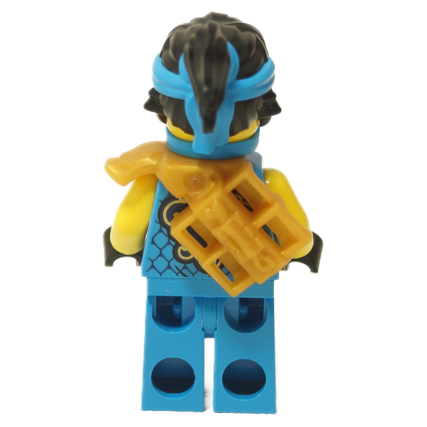 Back view of LEGO® Nya Dragons Rising minifigure showing tournament armor and attached sword scabbard