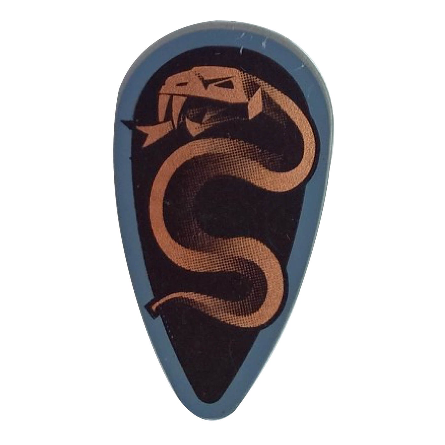 LEGO® ovoid shield with a black and copper snake pattern, part 2586px7.
