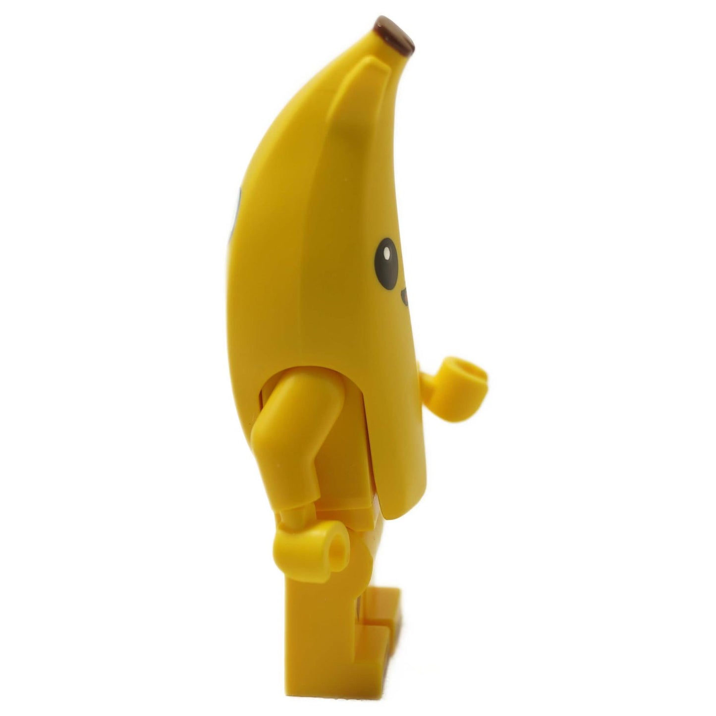 Peely LEGO® Fortnite minifigure (fort015) side view showing yellow banana costume and curved head shape