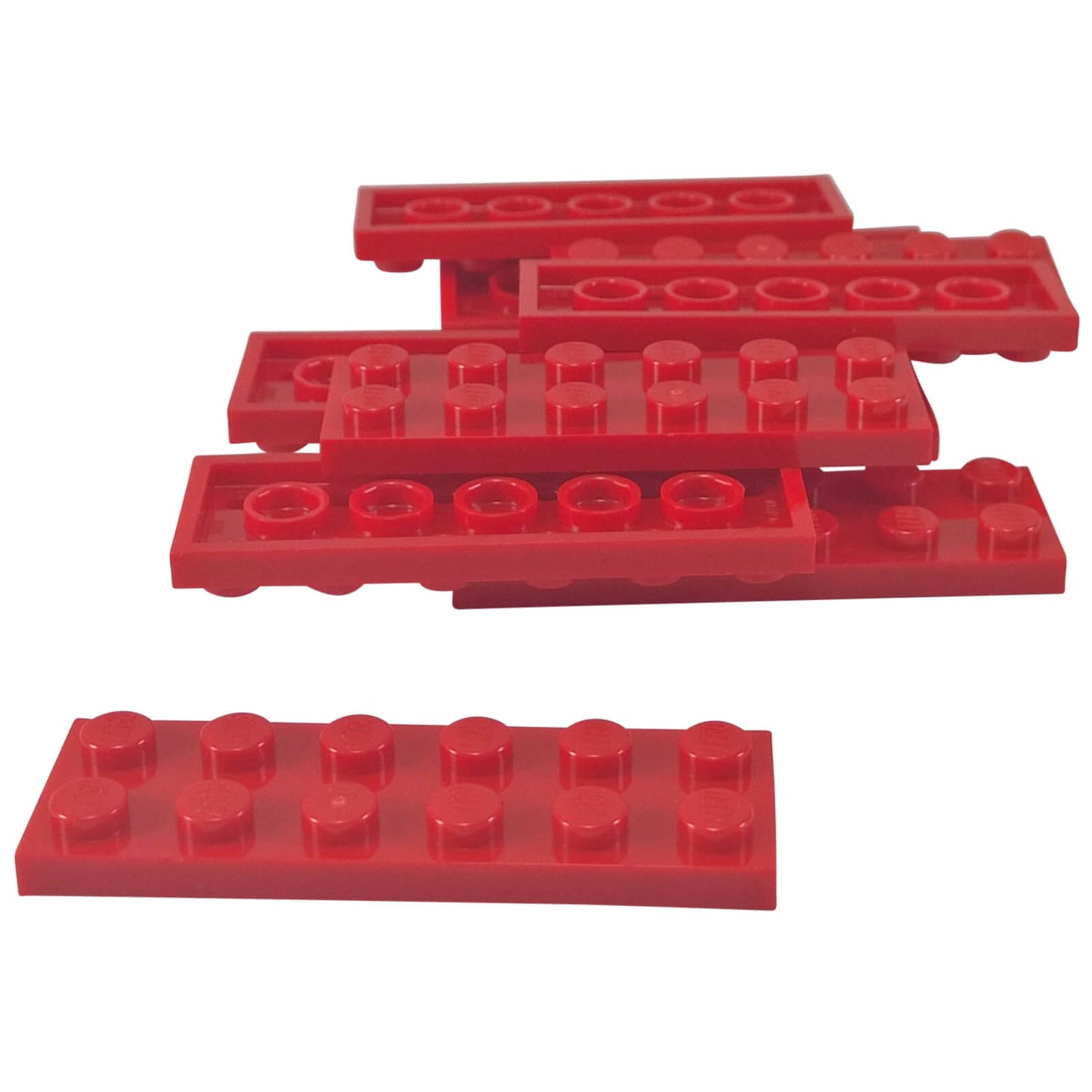LEGO plate 2 x 6 building plate with two by six studs in red used for stacking and structural builds part 3795