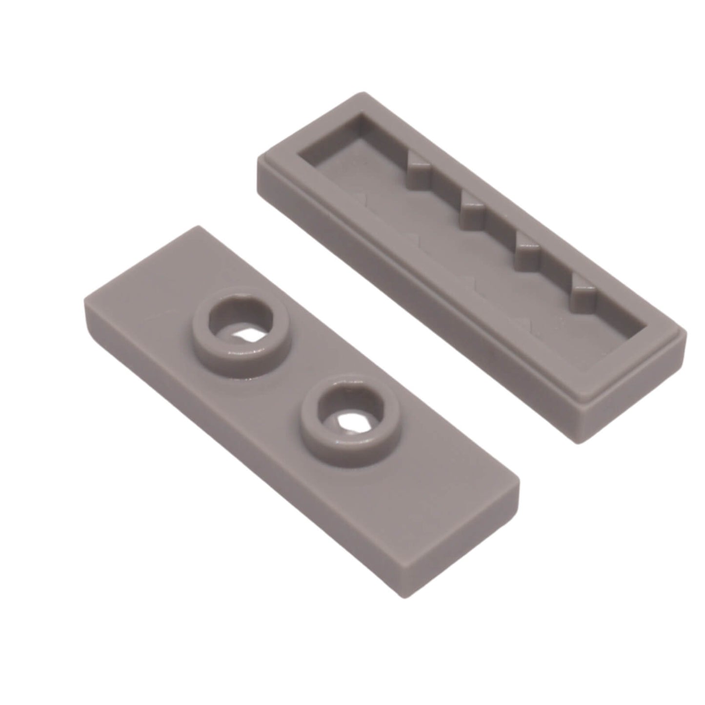 LEGO Plate Modified 1 x 3 with 2 Studs Double Jumper part 34103 top and underside view light bluish gray