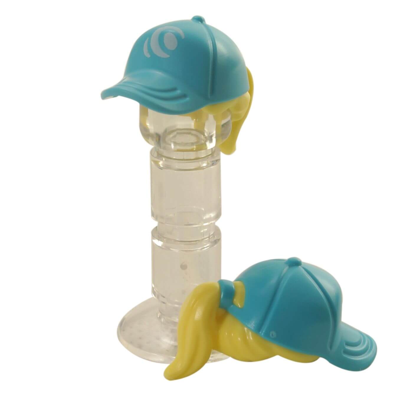 LEGO ponytail hair with medium azure baseball cap and wave logo part 35660pb07