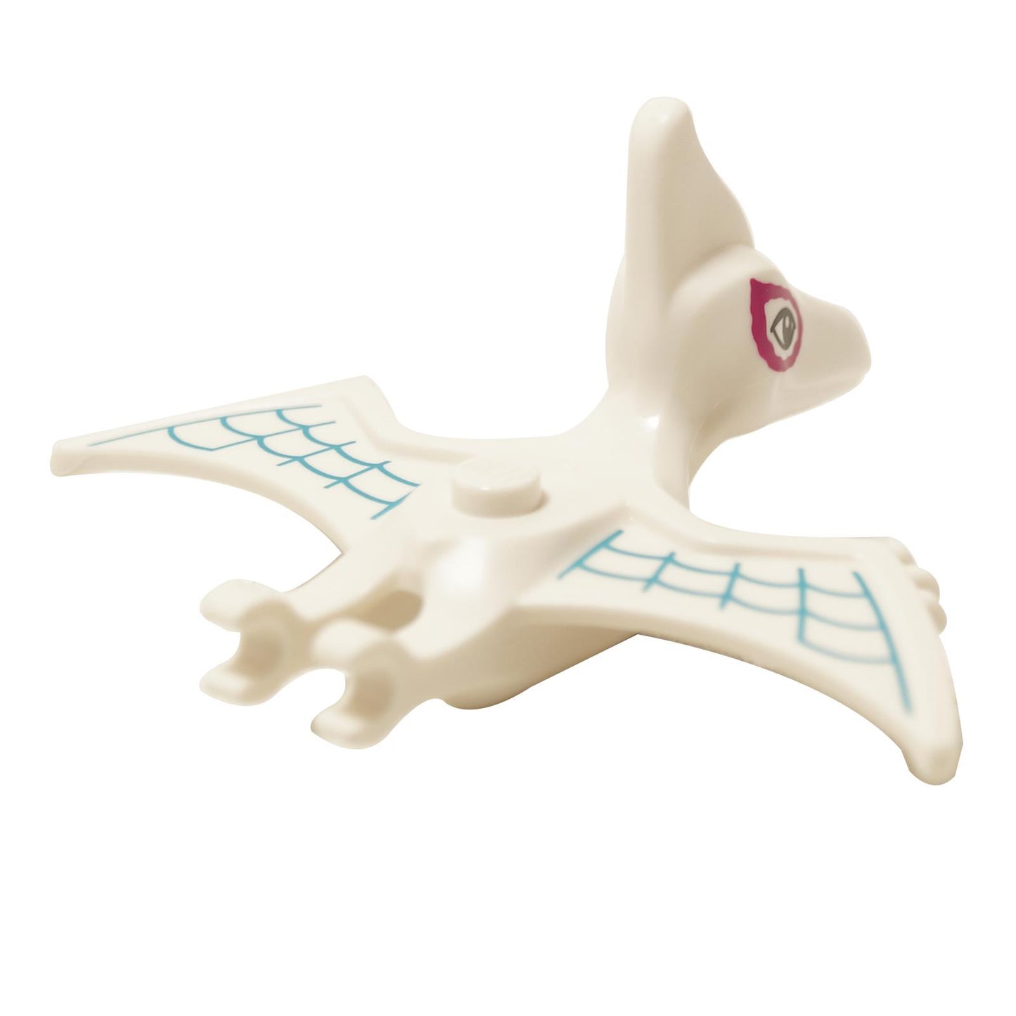 Back view pteranodon dinosaur figure with cream body and blue wing print