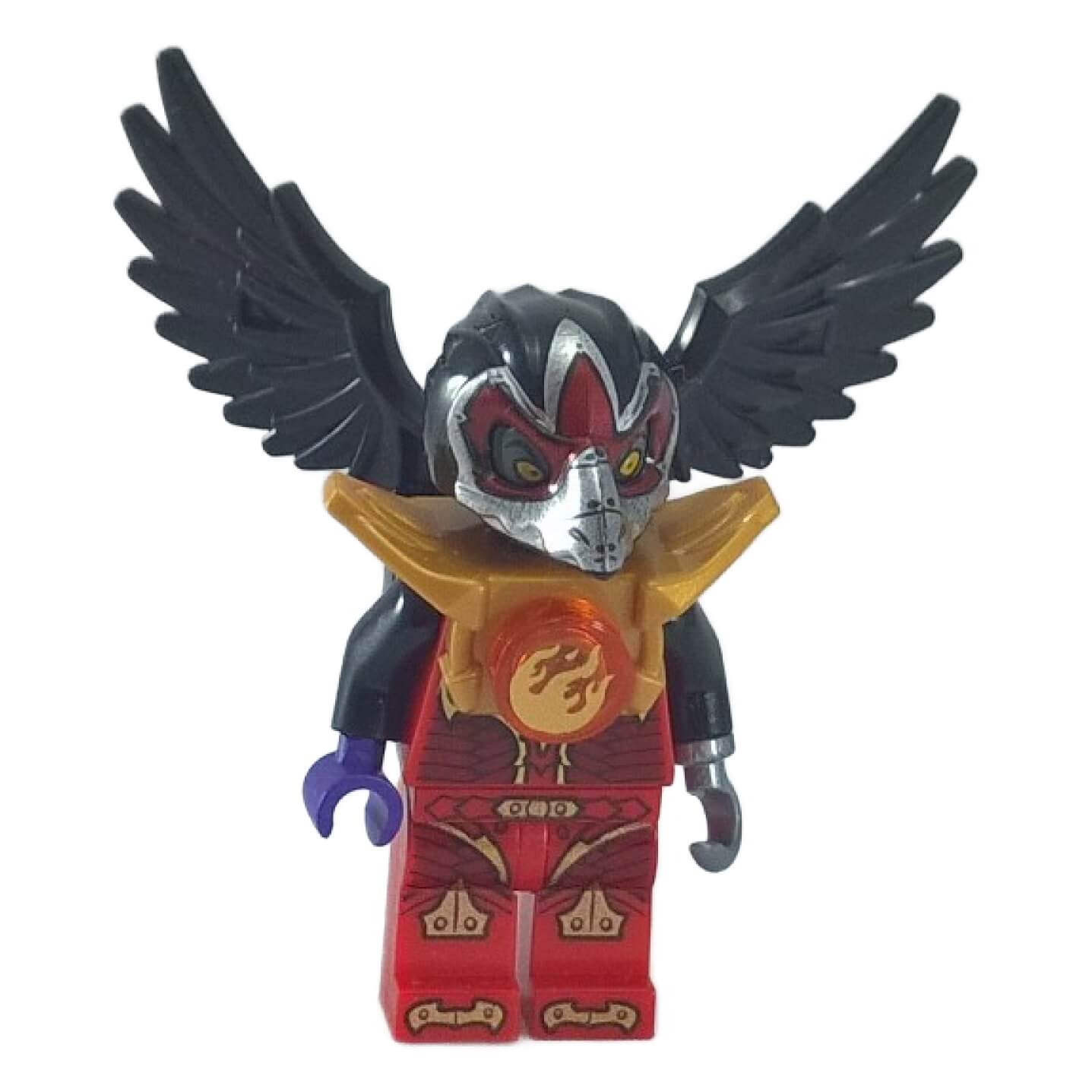 Minifigura Razar de LEGO Legends of Chima con armadura de fuego y alas negras