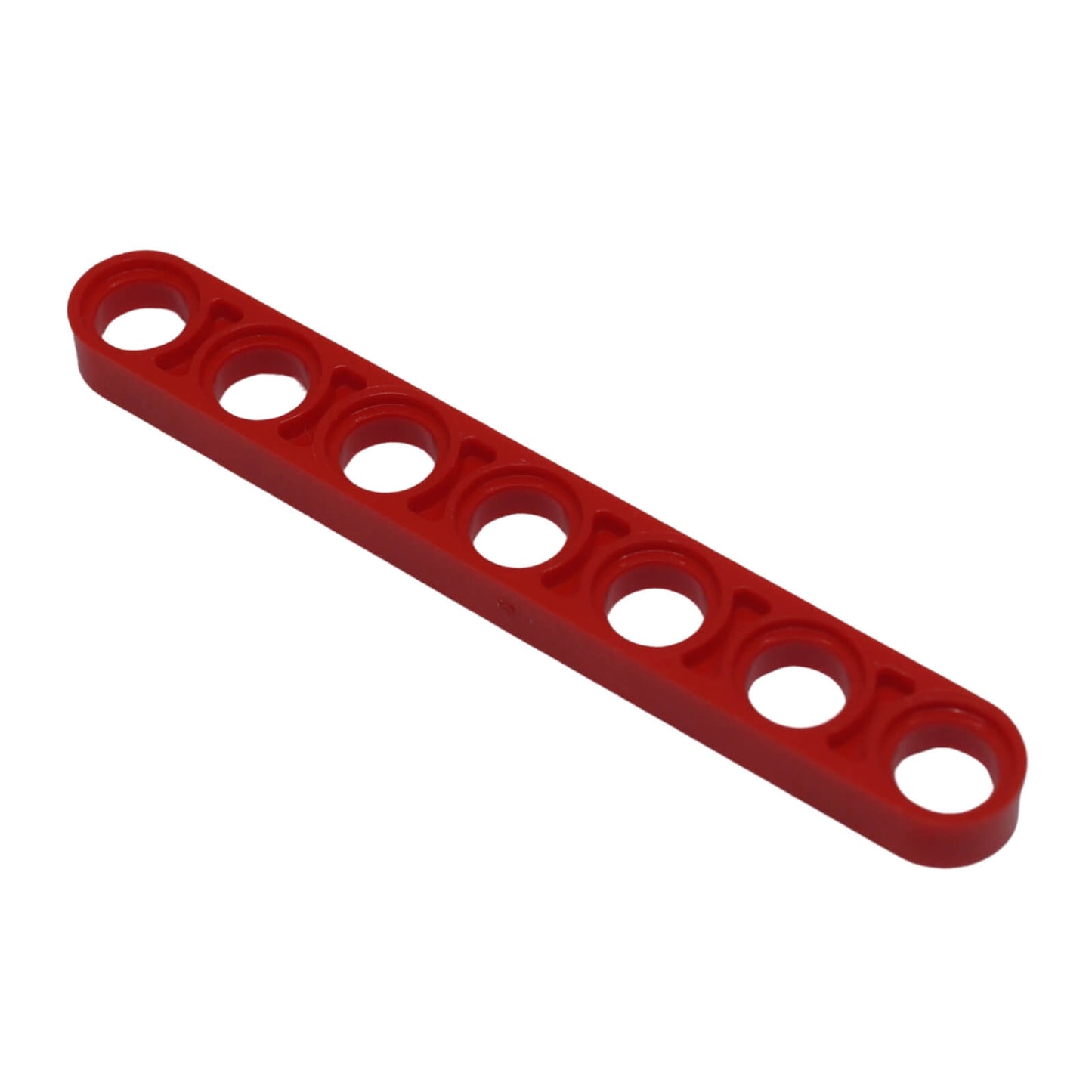 Red Technic thin liftarm 1 x 7 part 32065 with pin holes for LEGO® Technic frames and mechanisms