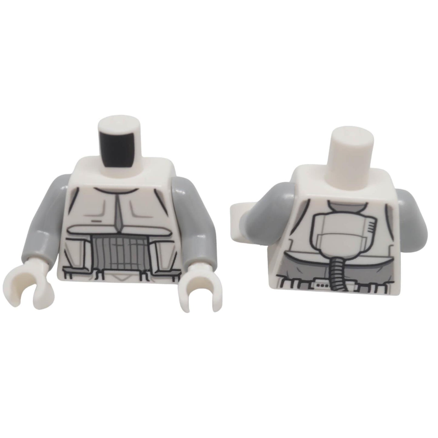 Front and back view of LEGO® Scout Trooper Hoth minifigure torso 973pb4505c01 with detailed armour printing