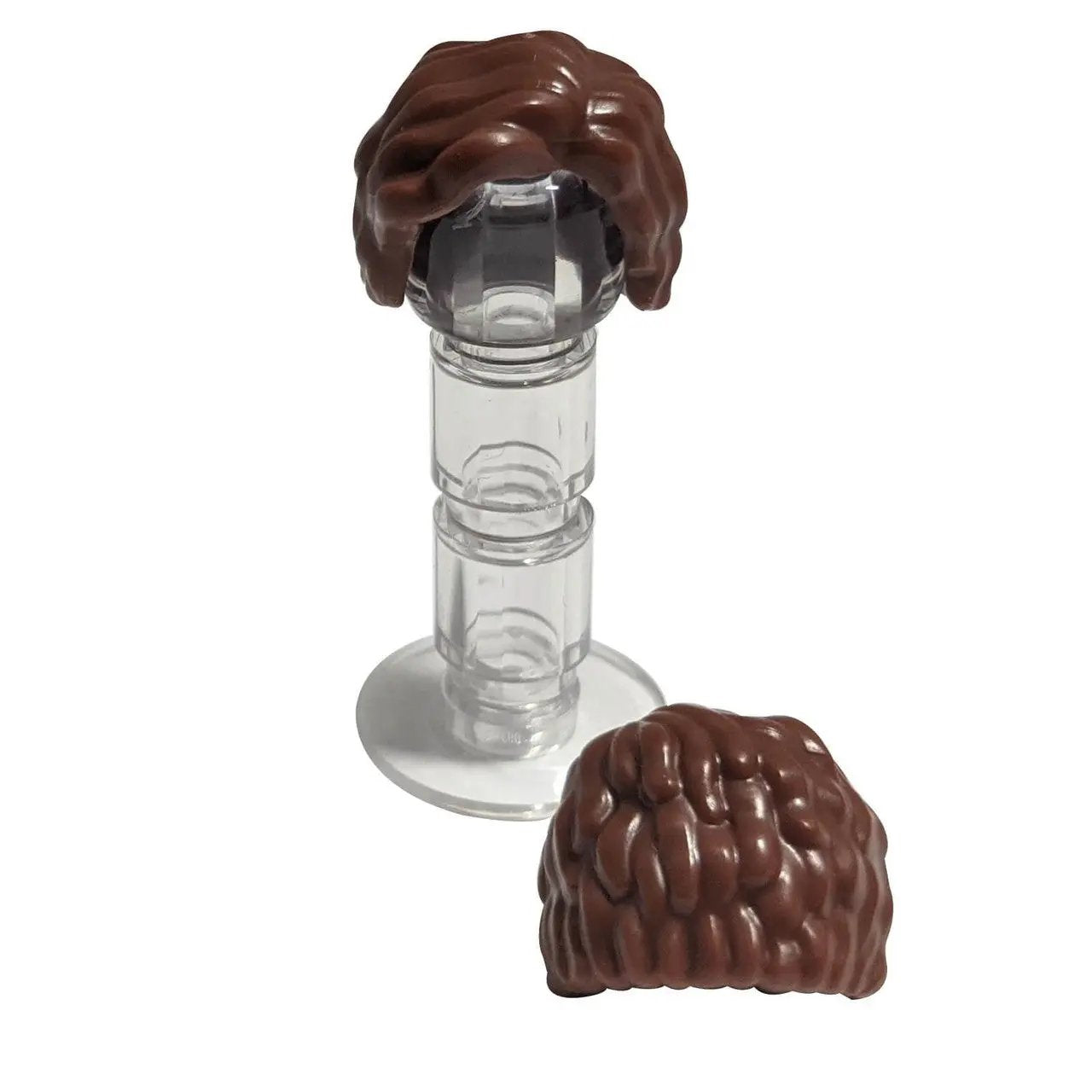 LEGO® short bushy hair piece parted on the left for minifigures reddish brown