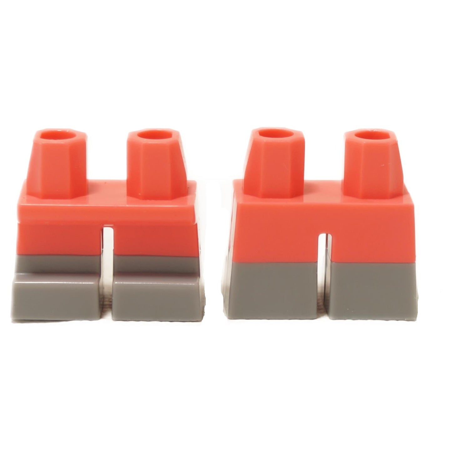 Coral dual molded short minifigure legs with light bluish gray boot detailing