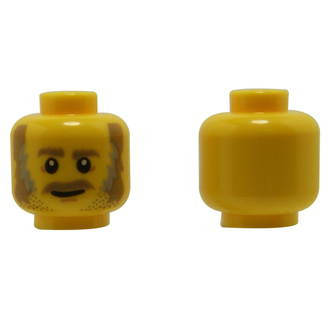 LEGO® minifigure head with sideburns, moustache, stubble and friendly grin