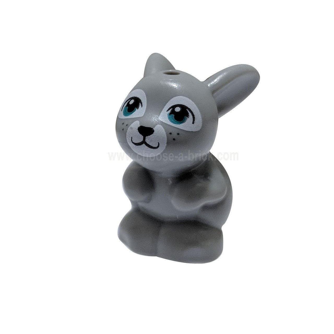 Light Bluish Gray Bunny - Rabbit, Friends, Sitting with Dark Turquoise Eyes, Black Nose and Mouth and White Muzzle Pattern