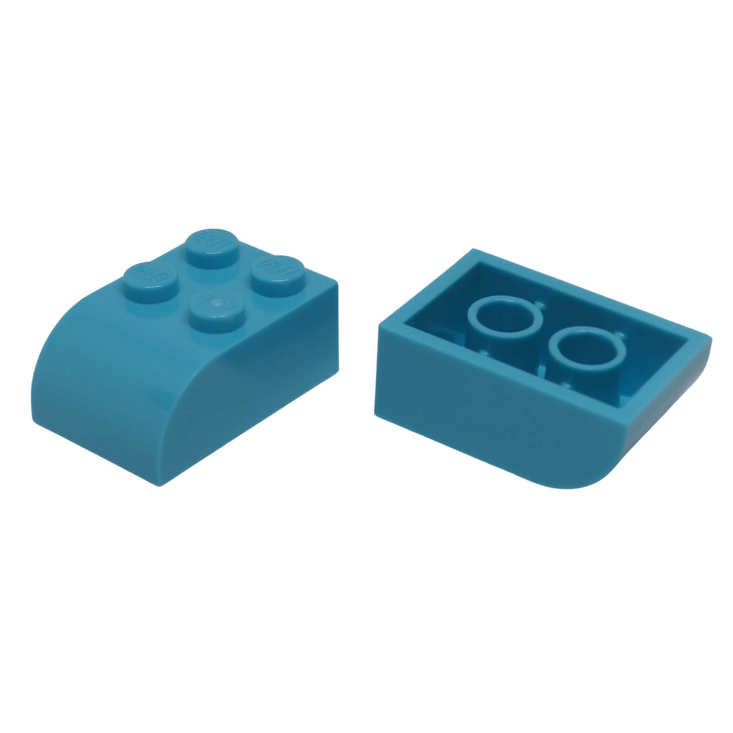 Dunkelazur LEGO® gebogene Neigung 3x2 mit vier Noppen Teil 6215 glatte abgerundete Oberseite Nahaufnahme