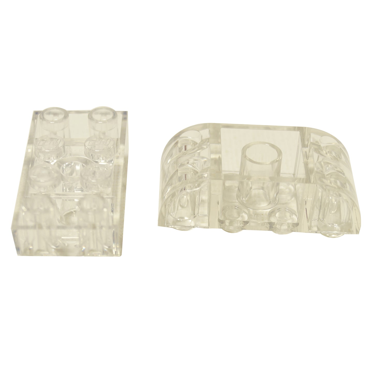 Transparent clear curved 4 x 2 inverted double slope 5174 with smooth underside contour for angled builds