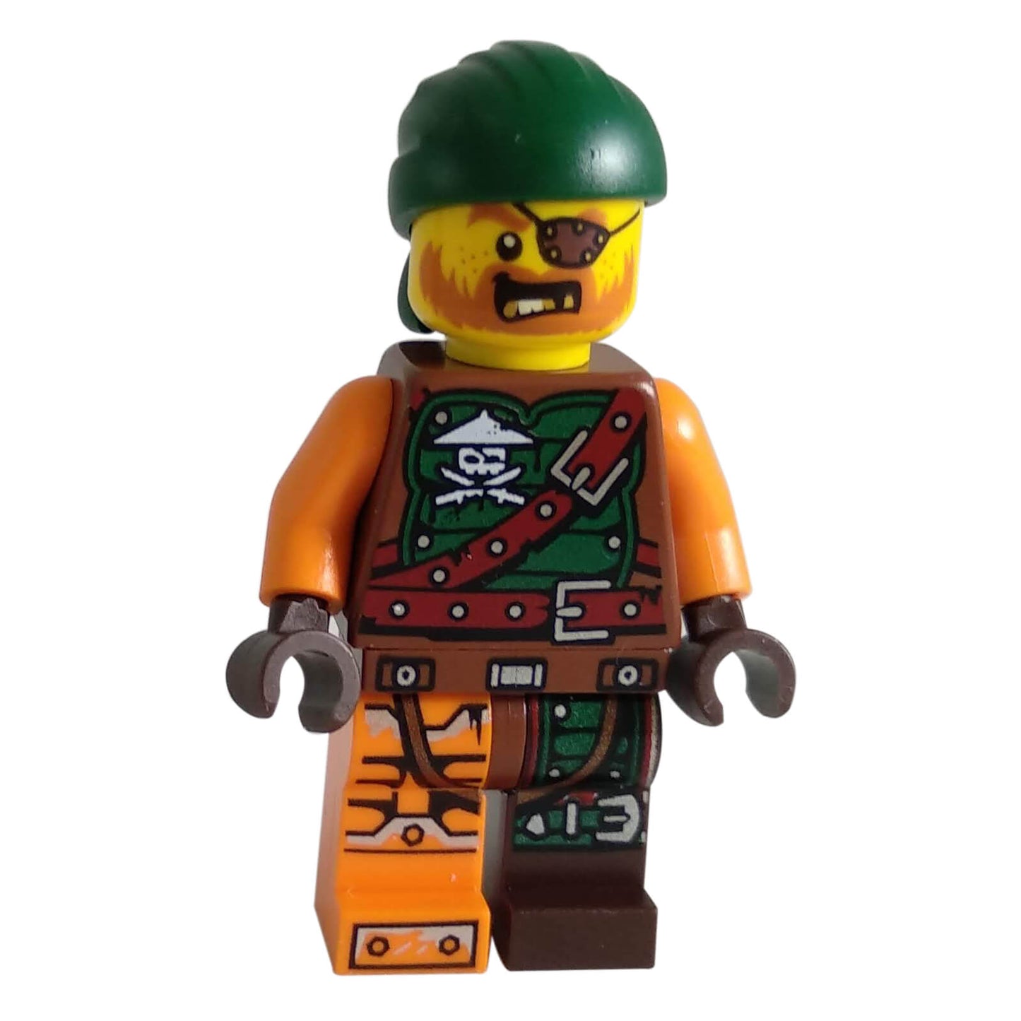 Sqiffy Skybound minifigure with eyepatch, green head wrap and pirate outfit