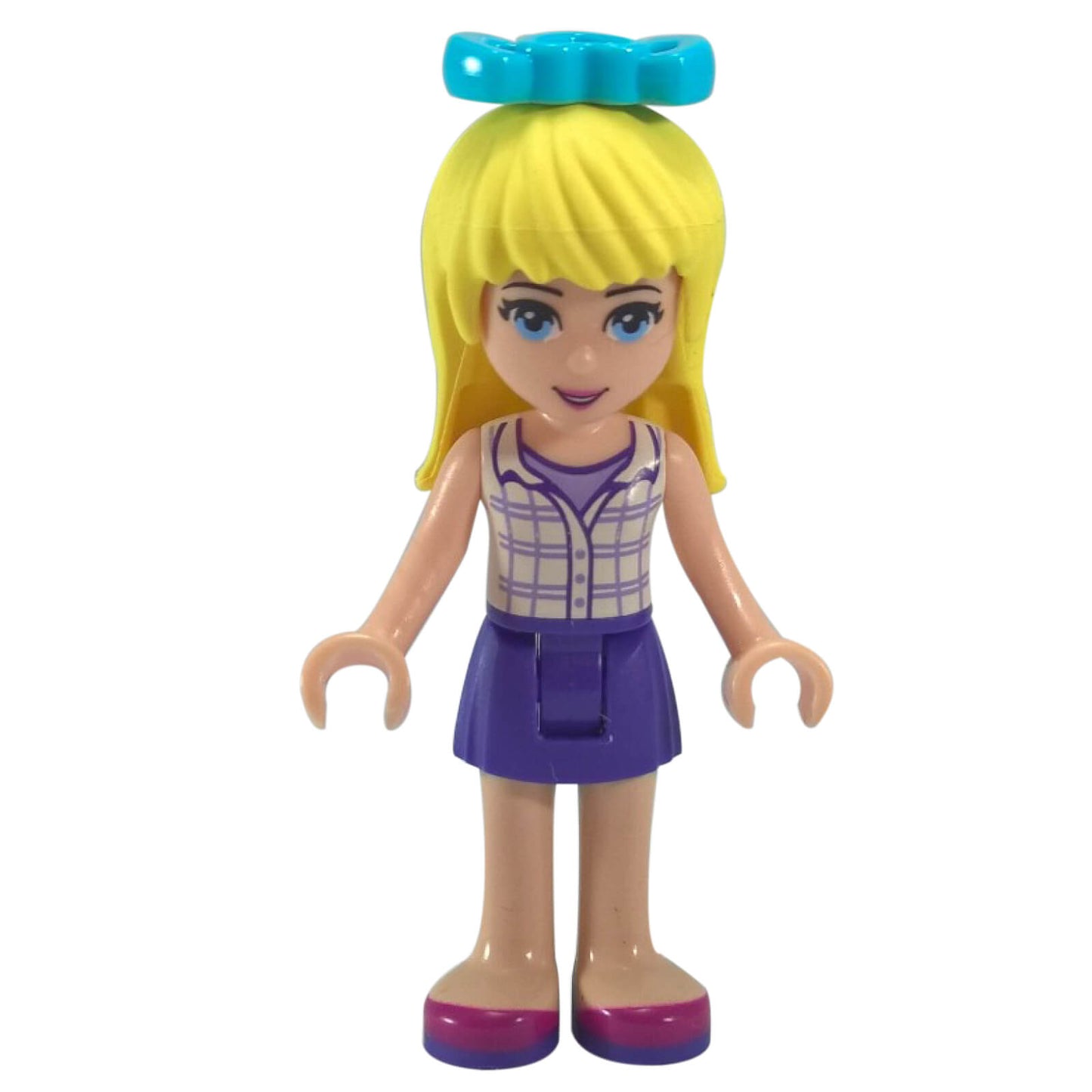 LEGO Stephanie minifigure frnd0064 with white plaid top and dark purple skirt
