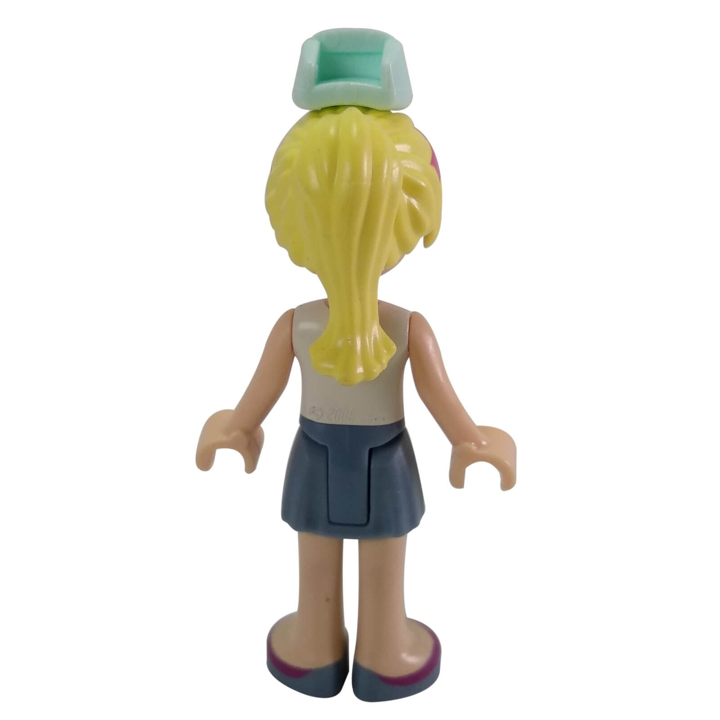 LEGO Stephanie minifigure frnd0076 with lavender blouse sand green skirt and hat, back view
