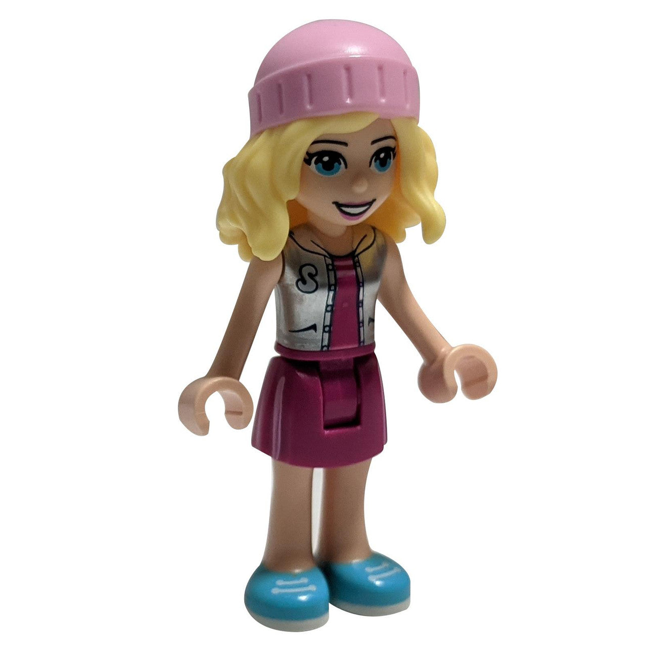 LEGO Stephanie minifigure frnd0490 with silver top magenta skirt and pink hat