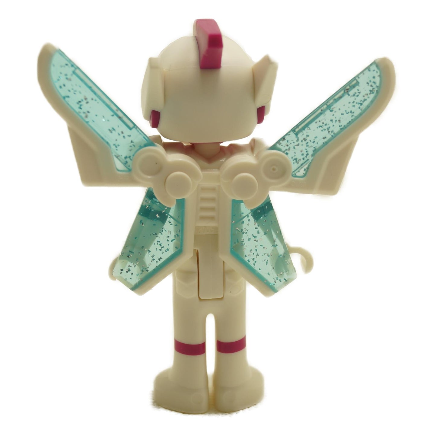 Back view of LEGO® Sweet Mayhem minifigure tlm116 with white armor suit, helmet and translucent blue wings from The LEGO Movie 2