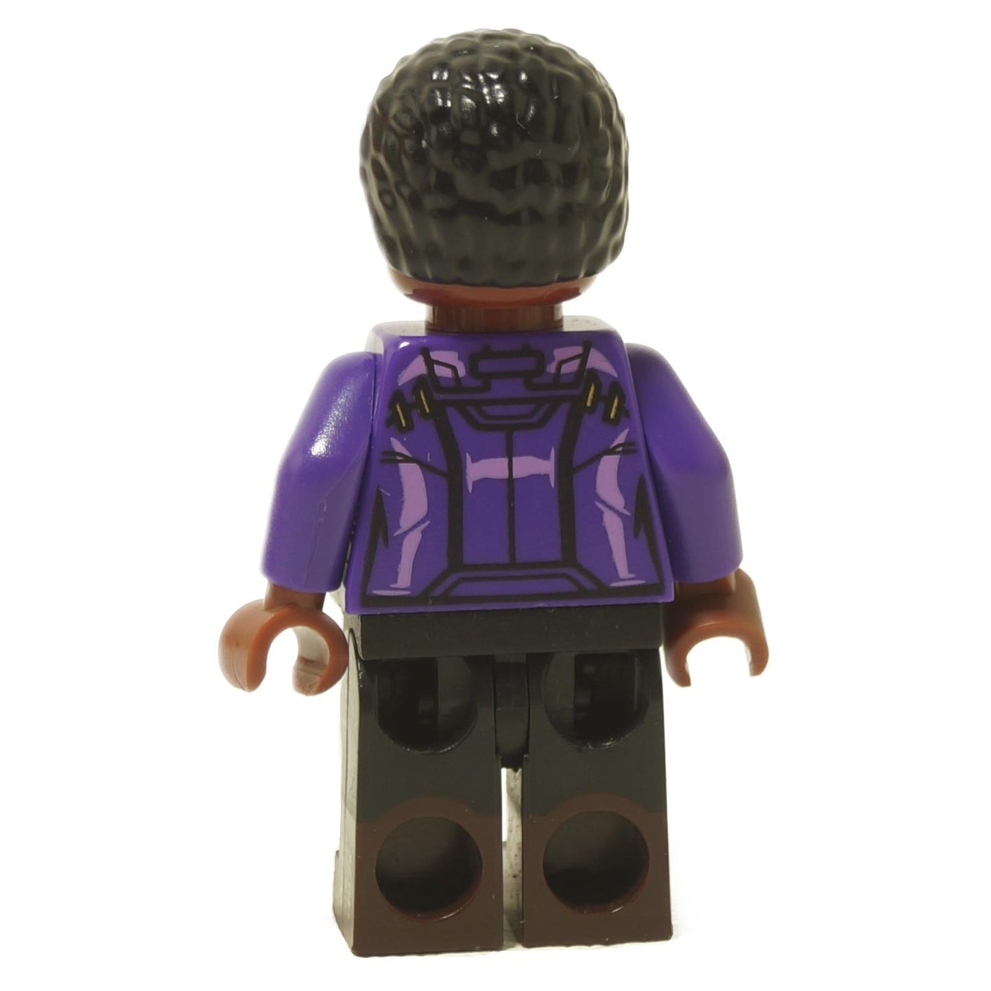LEGO® T'Challa Star-Lord Marvel Studios Series 1 minifigure back view with purple jacket print close-up