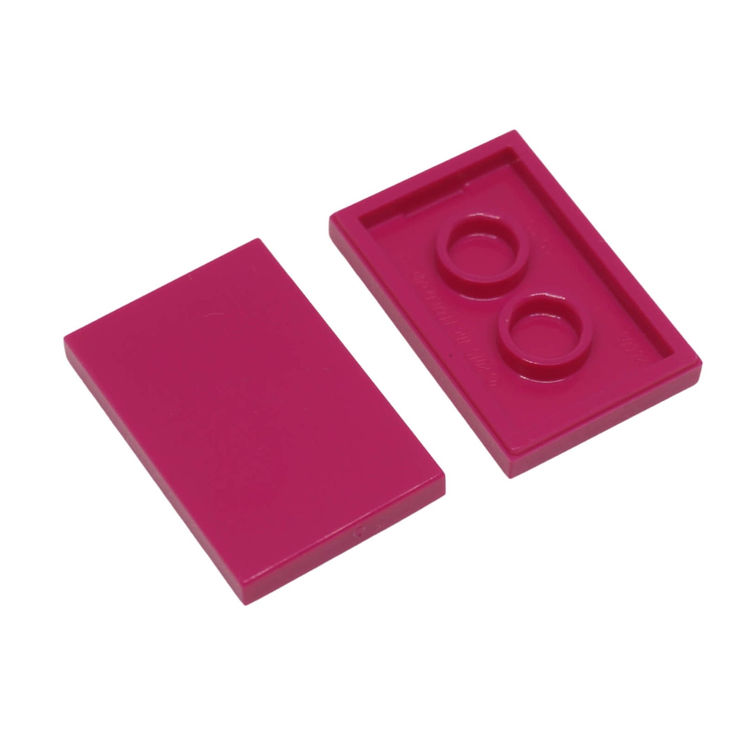 Magenta LEGO® tile 2x3 part 26603 smooth flat surface without studs close-up view