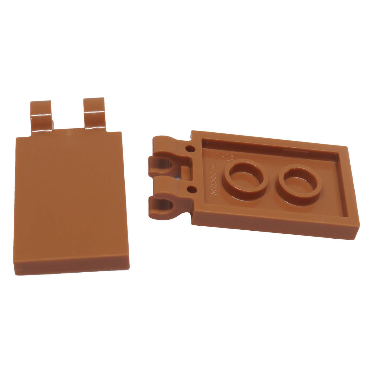 medium nougat tile modified 2 x 3 with 2 thick open O clips building part accessory piece