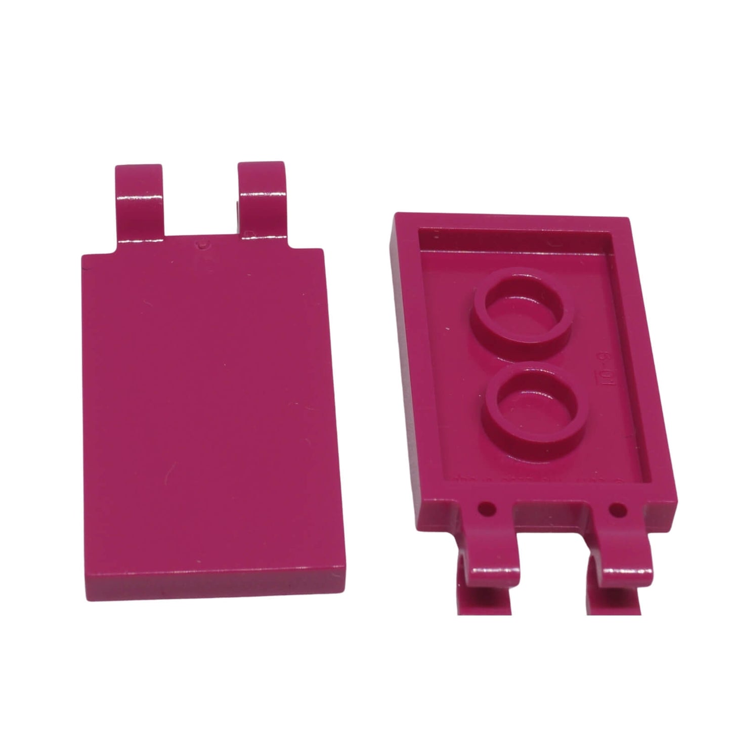 tile modified 2 x 3 with 2 thick open O clips magenta building part accessory piece